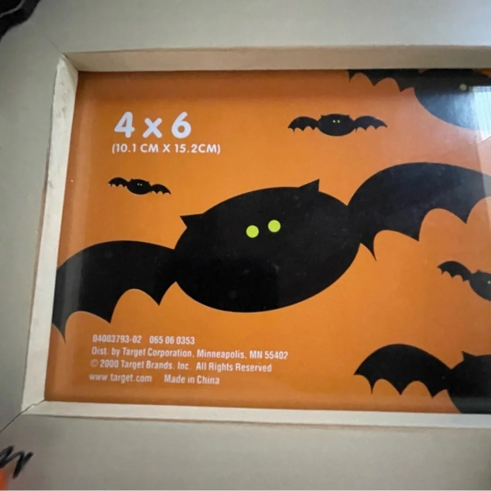 Vintage Target Halloween Bat and Pumpkin 4x6 Photo Frame